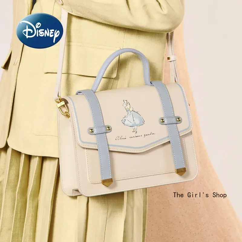 Disney Alice Original กระเป๋าถือผู้หญิงการ์ตูนน่ารัก JK สไตล์สาวกระเป๋าถือแบรนด์หรูขนาดใหญ่ความจุแนวโน้มแฟชั่นกระเป๋าสตรี