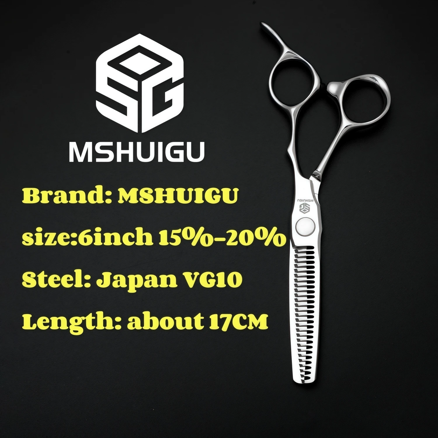 MSHUIGU Professionelle Haarstrukturschere, gebogene Klinge, kann Schere, Friseurschere, Werkzeugzubehör, Japan vg10 Stahl, 15,2 cm verschiebbar – Detail 6