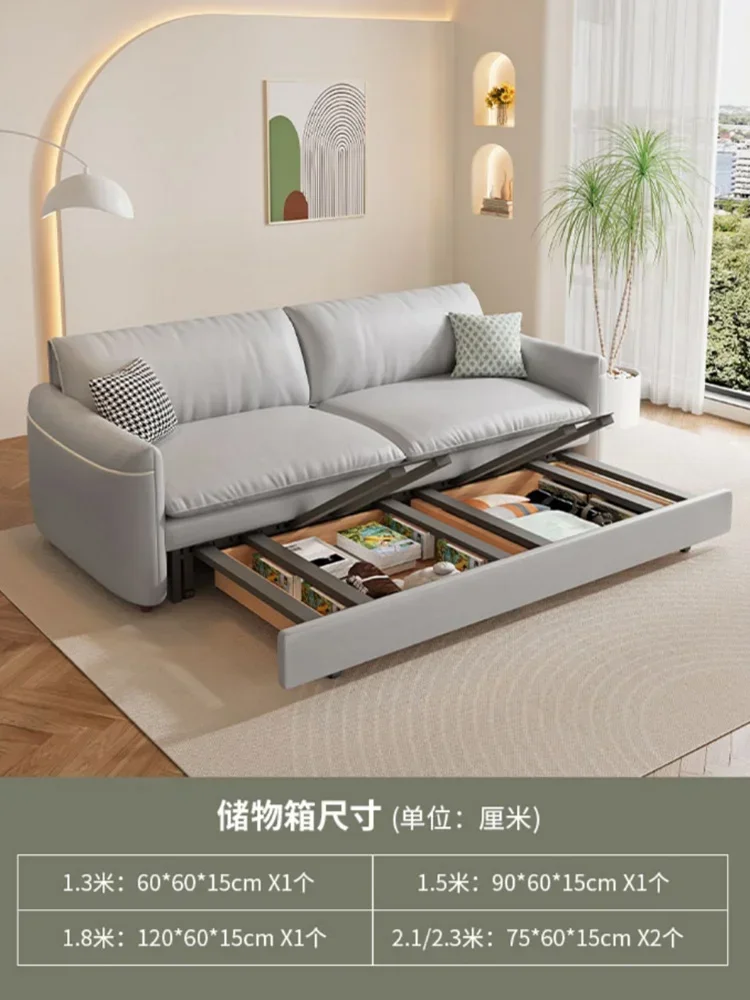 Sofa Bed Dual-purpose Small Apartment Cream Wind 2023 New Technology Cloth Folding Dual-purpose Double French Pull-out Type