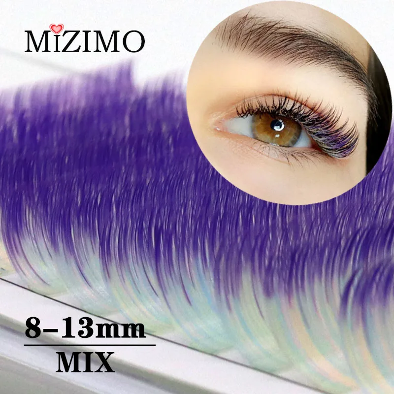 Color Single Grafted False Eyelashes Mixed Length Natural Soft Extension  0.07/0.10mm C/D 8-15mm Makeup Manual Flowering