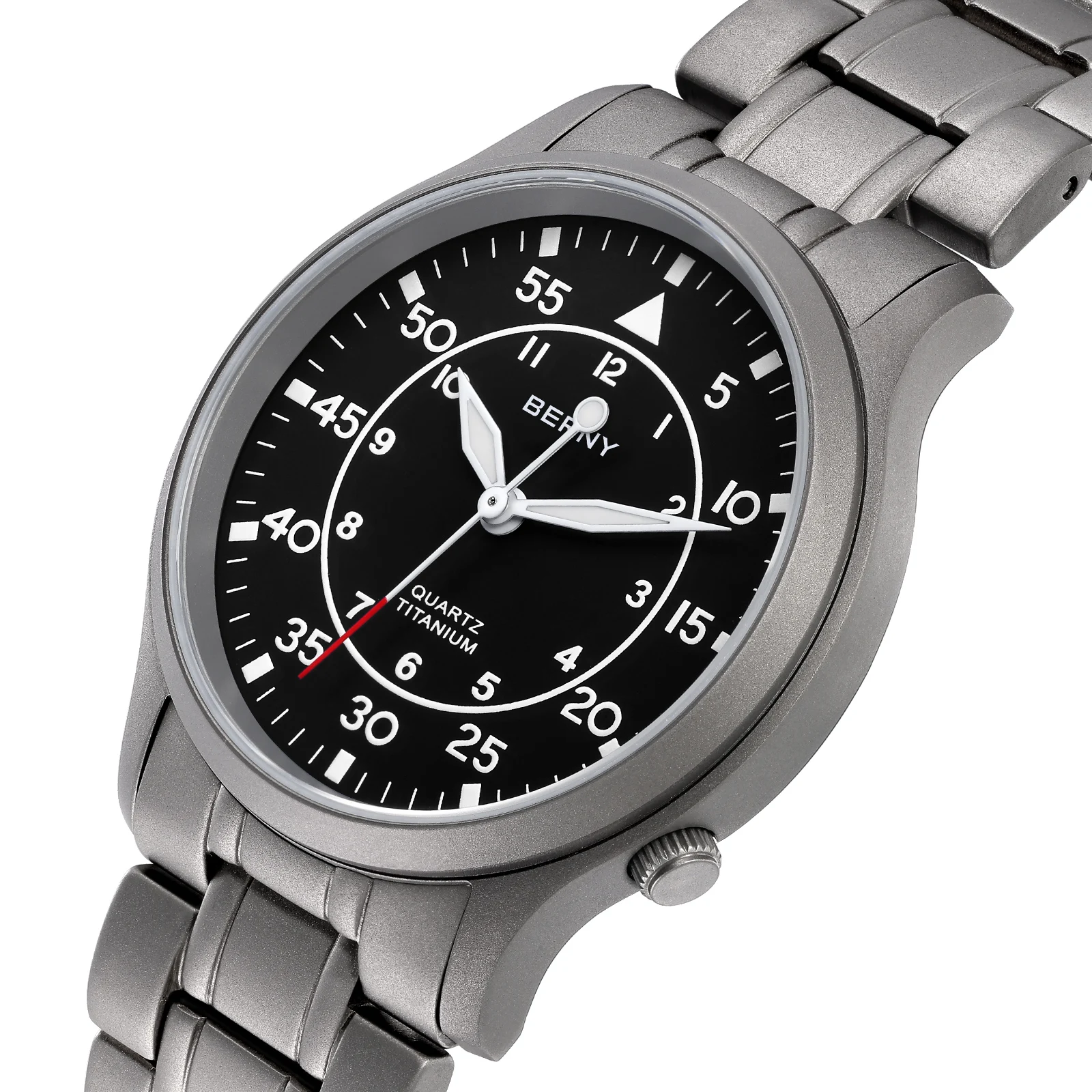 BERNY Full Titanium Watch For Men AR Coating Sapphire Fashion Wristwatch Luminous Ultra-thin Quartz Watch Waterproof 5ATM Watch