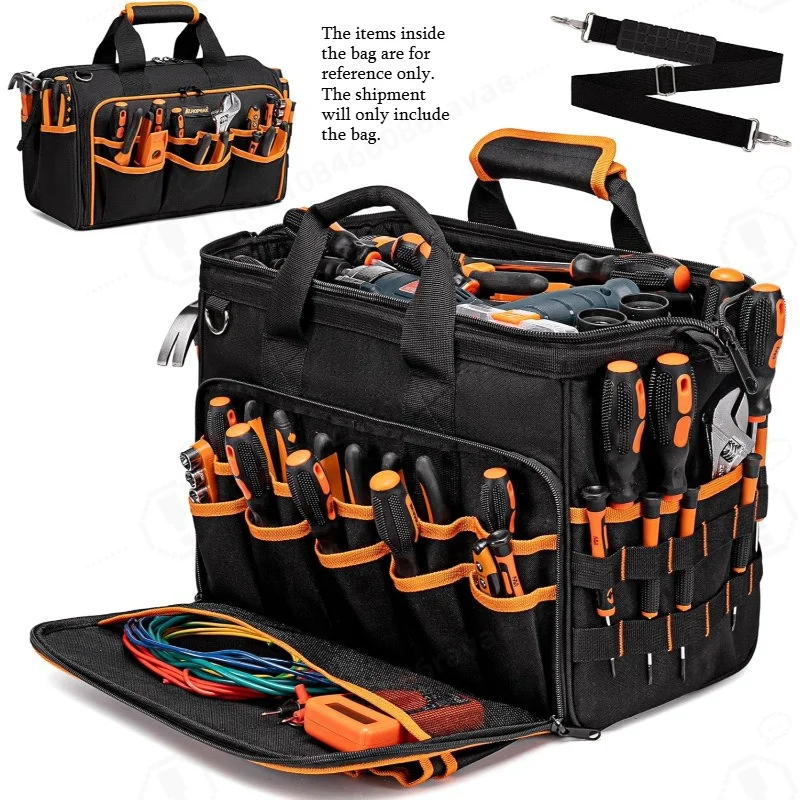 Heavy Duty Multi-pocket Foldable Tool Bag, Wide Opening Hardware Storage Organizer Pouch