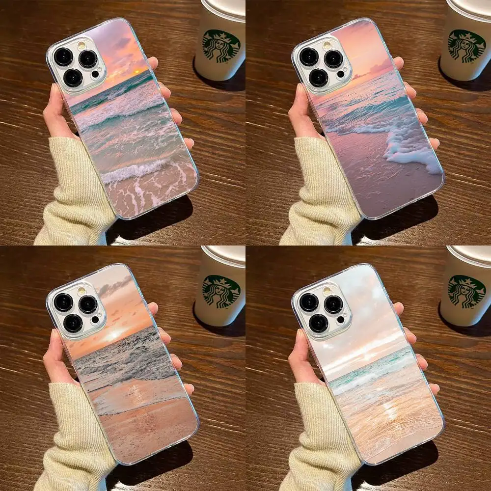 

Beach wave scenery Phone Case For iPhone17,16,15,14,13,12,11 Plus,Pro Max Soft Transparent Cover
