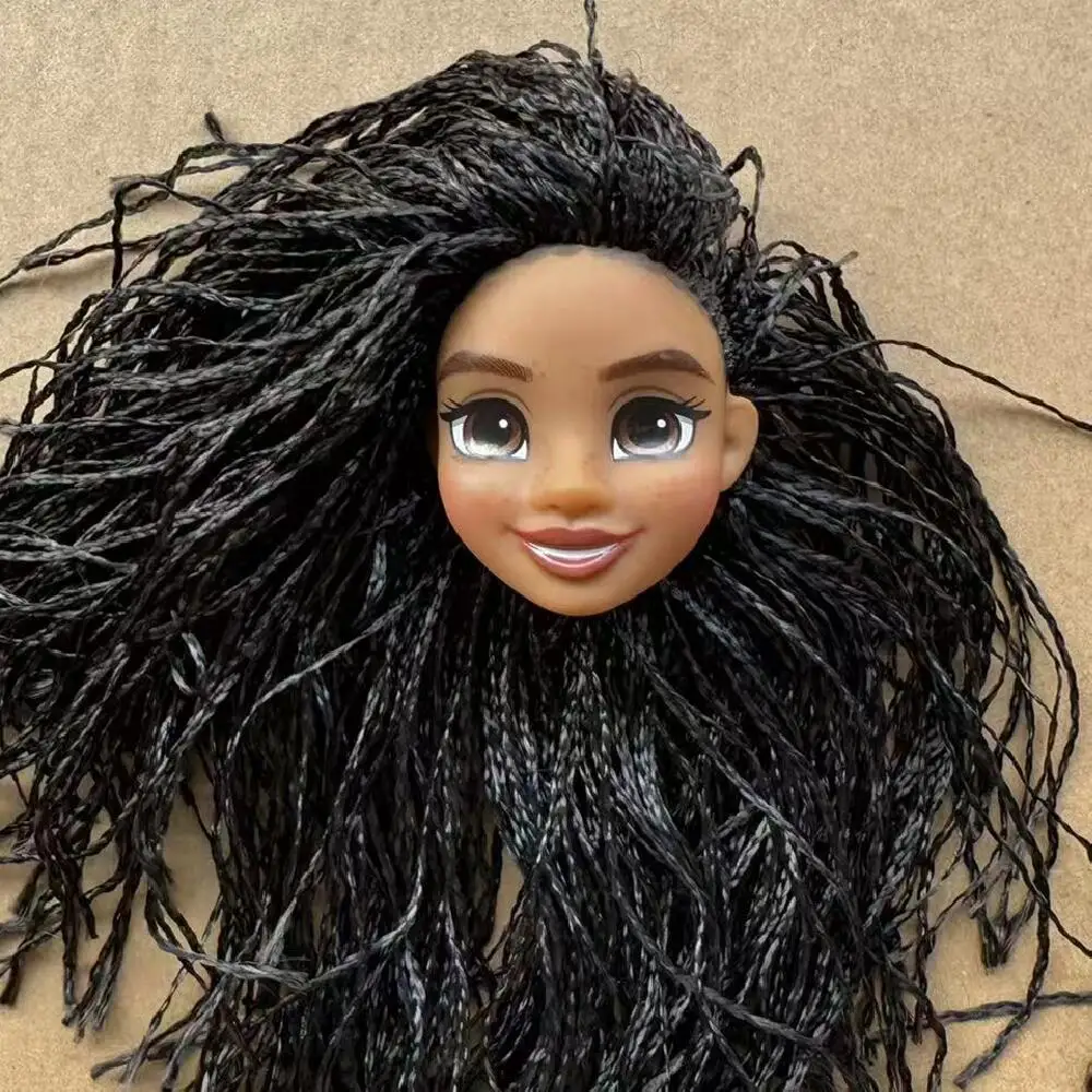 映画プリンセス人形ヘッド 1/6 ソリッドガールズヘッド 30cm ボディ用 異なる肌の色 カラフルな髪 キッズ DIY おもちゃ 誕生日プレゼント