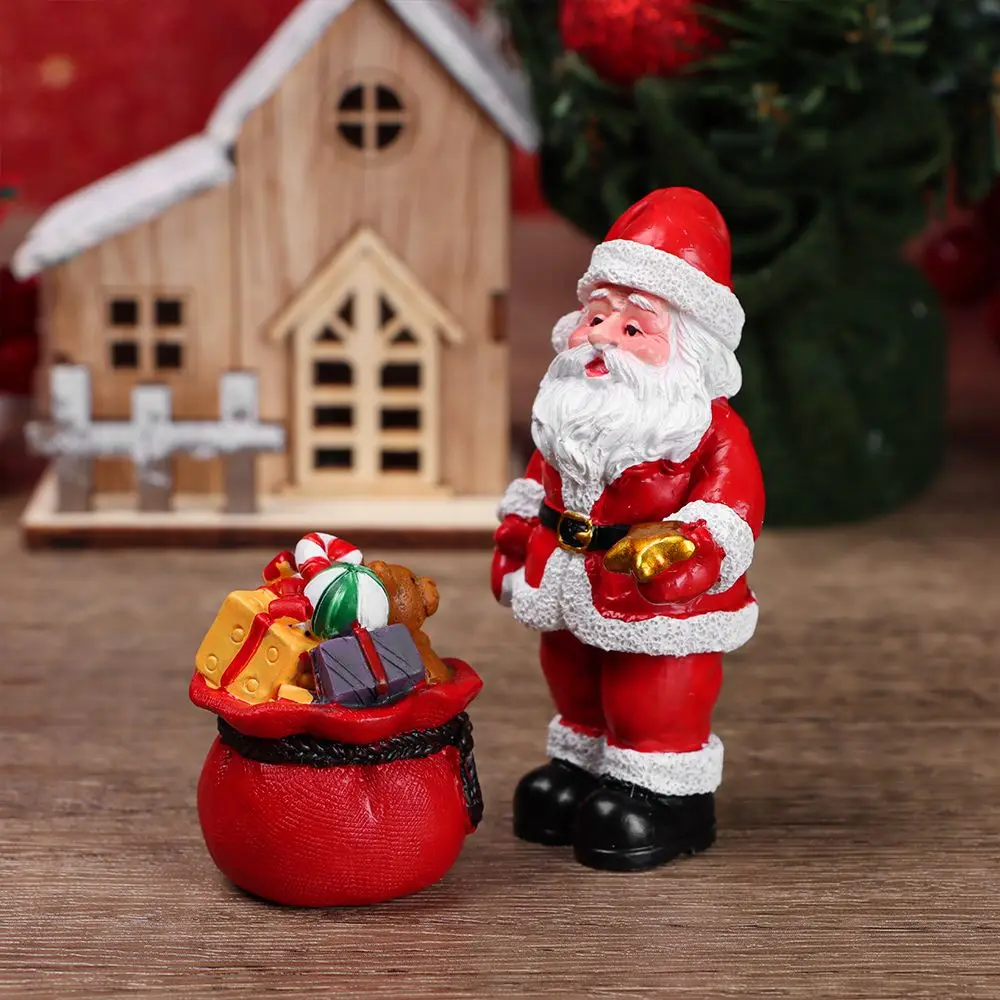 Miniature di natale figurine albero di natale babbo natale pupazzi di neve orso Micro paesaggio casa delle bambole muschio terrario fata Decor