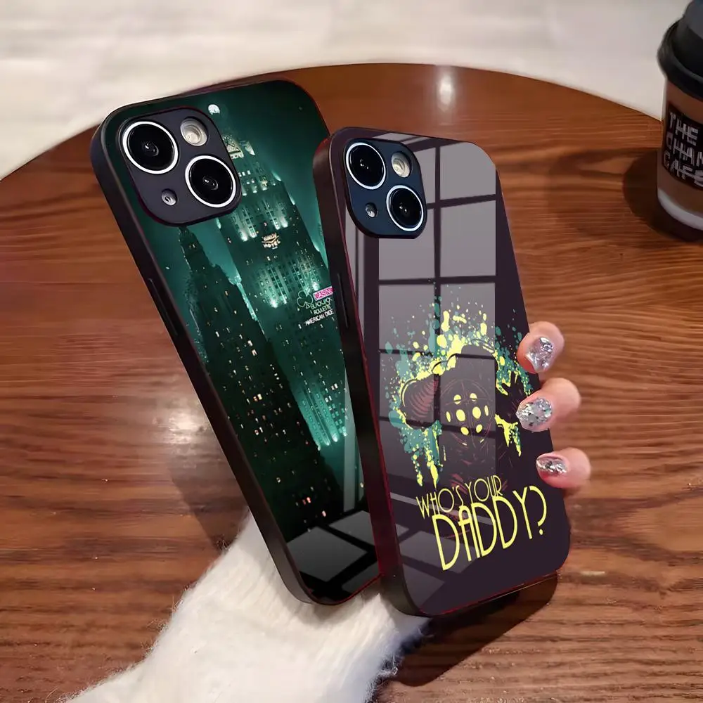 Coque de téléphone rétro B-Bioshock R-Rapture pour iPhone 17 Pro Max 16 15 14 Pro Max 13 11 Plus, protection en verre