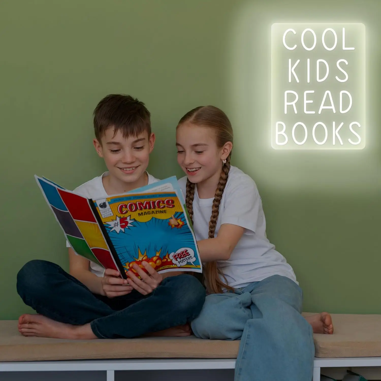Cool Kids Read Books Neon Sign Book Lovers parole Quotes Sign Kid Room Light Wall Art for Library Classroom Read Corner Decor