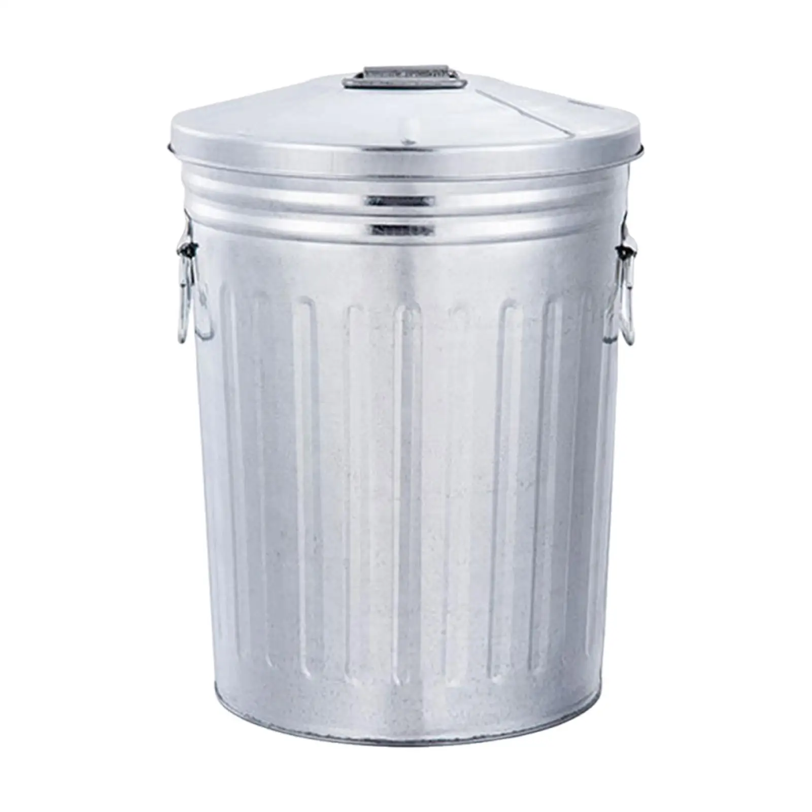 8L Outdoor Metal Trash Can with Seal Lid for Flower Planter Sturdy Versatile