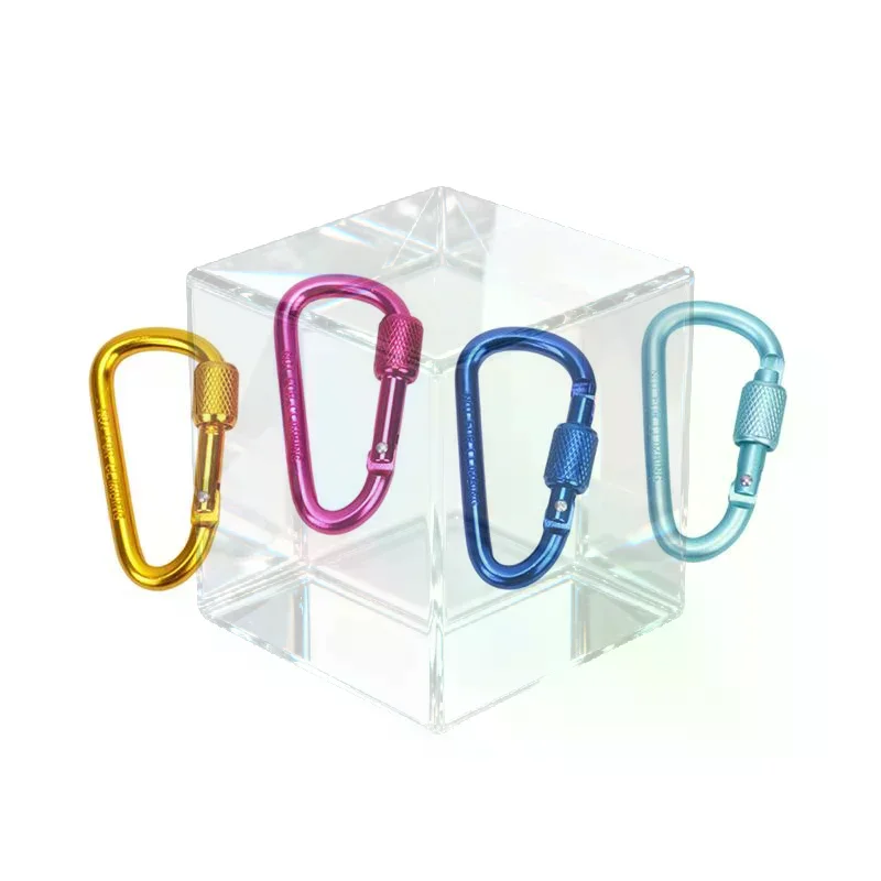 1Pcs D-shape Carabiner Camping Hiking Hook Aluminum Alloy Carabiner Safety Buckle Keychain With Lock Climbing Button