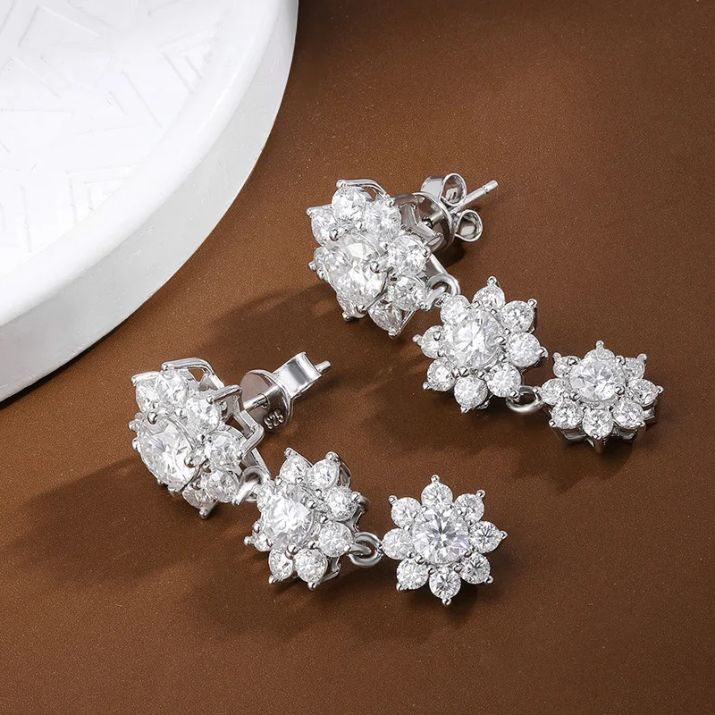 OEVAS 5.88cttw Full Moissanite Stud Earrings For Women 100% S925 Sterling Silver Plated 18K Gold Sparkling Wedding Fine Jewelry view 3