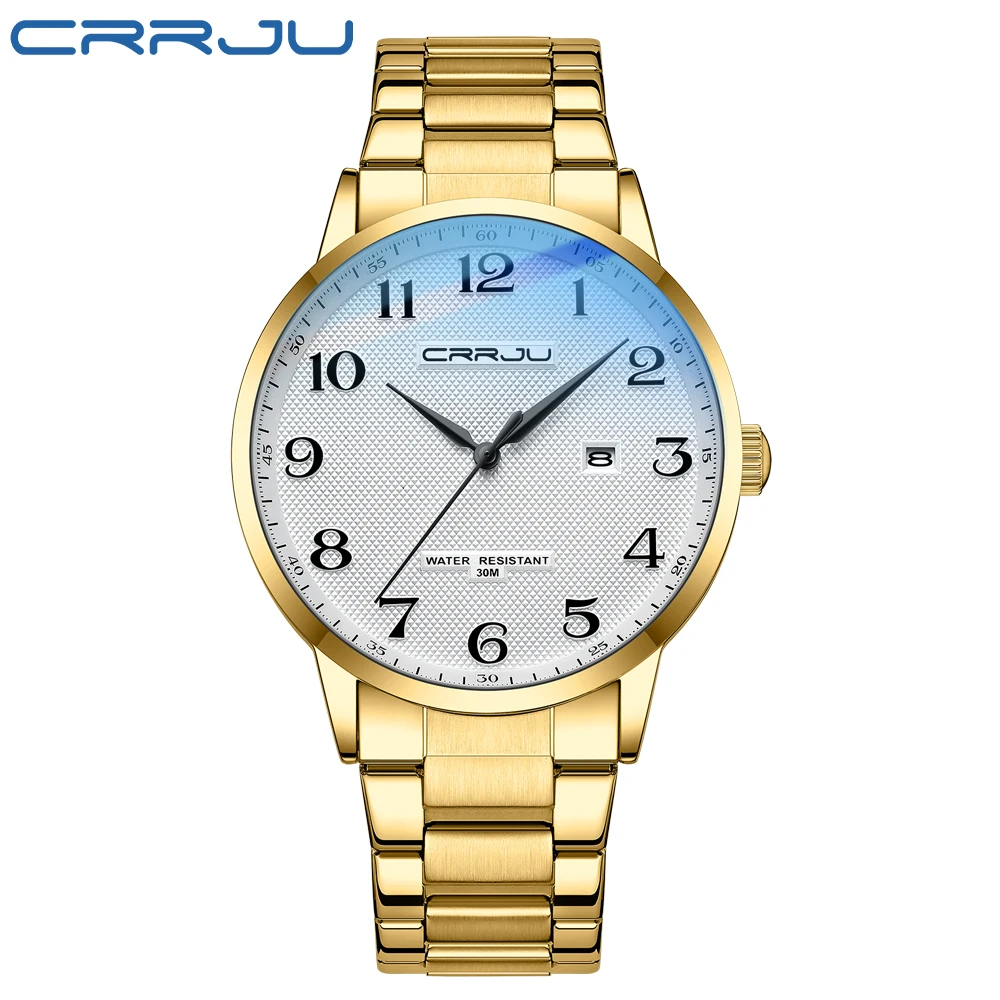 CRRJU Classic Casual Watch for Men with Stainless Steel Band Simple Quartz Wristwatches with Rome Numbers for Business Man