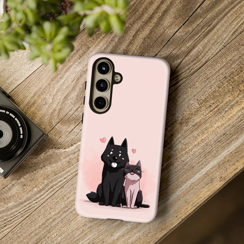 Fcicicase لطيف الحيوانات الكلب القط نمط جراب هاتف لسامسونج غالاكسي A16 A56 A26 5G A36 A 36 الاكريليك لينة طبقة مزدوجة غطاء