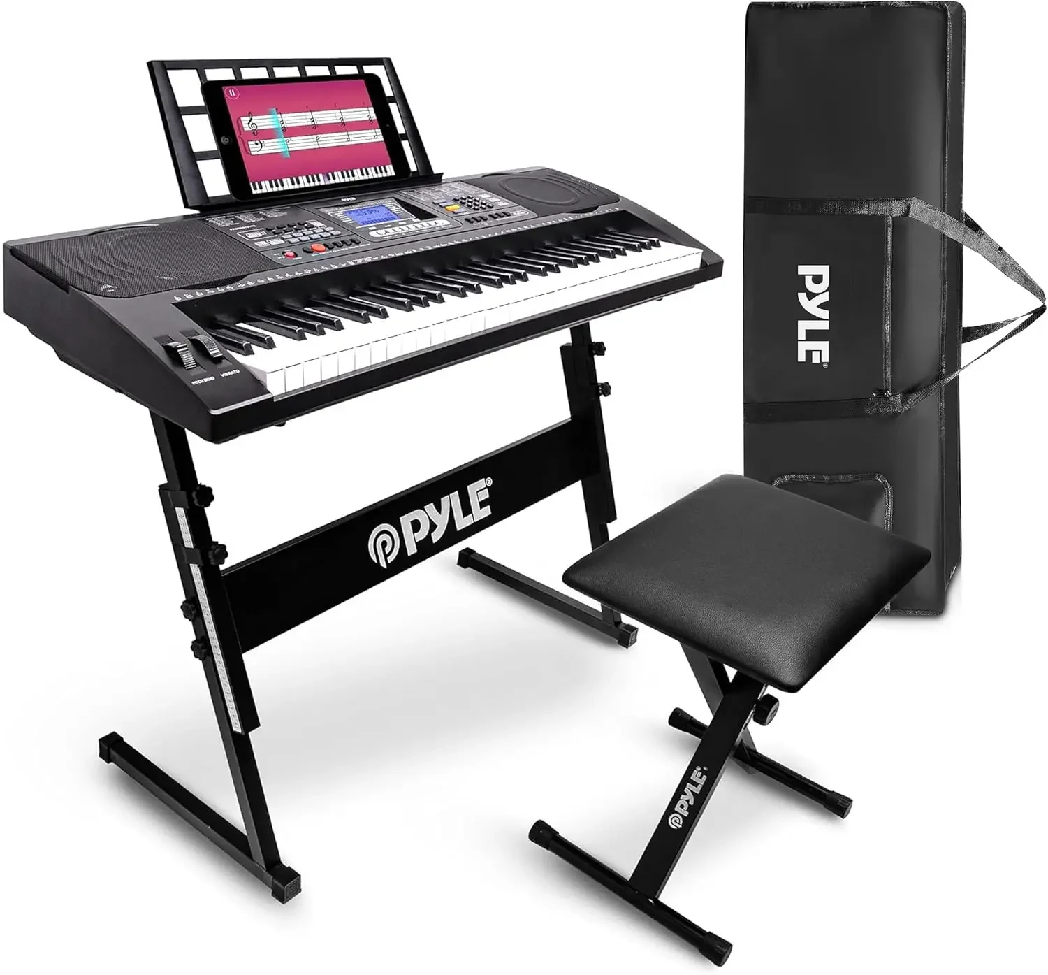 2 in 1 Play and Sing Along Portable Electronic Piano Keyboard with Weatherproof Case Bag, Keyboard Stool, and Keybo