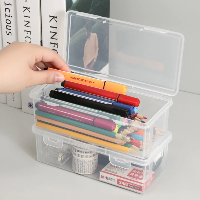 Pencil Case Large Volume Transparent Stationery Case Pencil Case Color Pencil Children Crayon Drawing Sketch Pencil Case