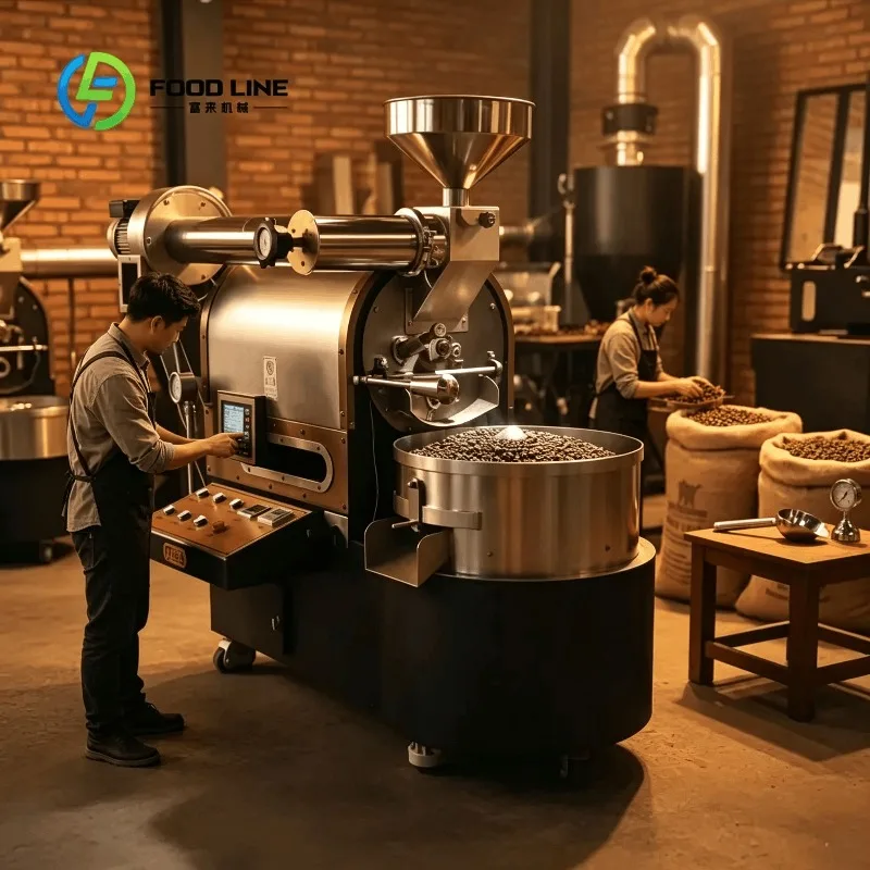 Customized dual‑drive coffee roaster intelligent thermal monitoring unit compact for coffee studio bean roasting work