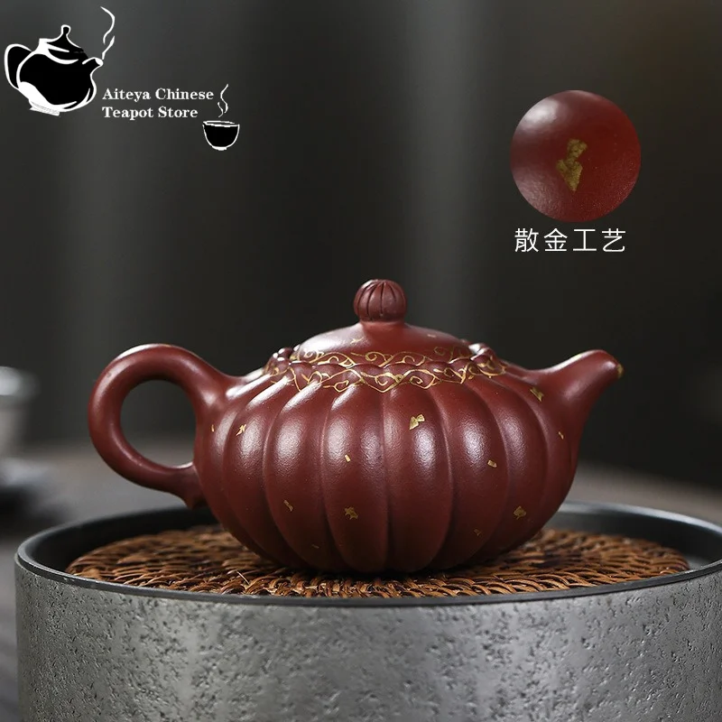 Imagem -03 - Yixing-handmade Pote de Argila Roxa Areia de Sangue de Dragão Padrão de Ouro Ruyi Tea Pot Household Tea Grupo Chinês Tea Pot