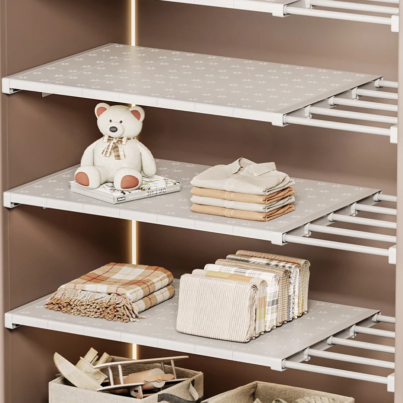Étagère de rangement pour garde-robe, cuisine, salle de bain, dortoir, diviseurs extensibles, panneau de couches de rangement rétractable sans poinçon