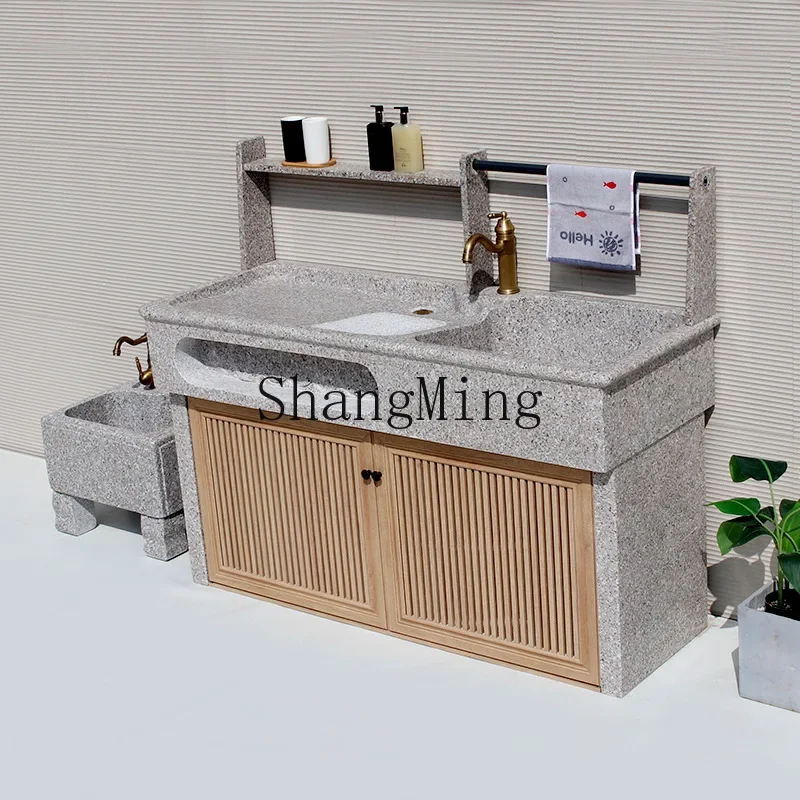 

SM Household Outdoor Laundry Sink Marble Laundry Sink Outdoor Household Sink with Washboard