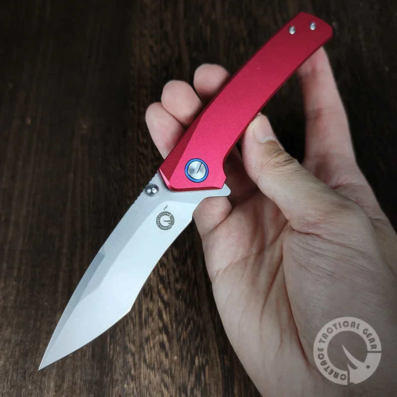 CRETACE Flamingo Series Folding Blade D2 Knives 6061 Aluminum Handle EDC Self Defense Pocket Knife Jackknife Original Design