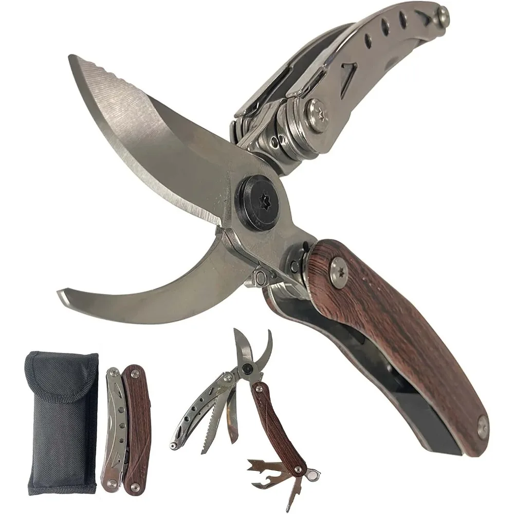 

Multifunctional Hand Pruning Shears with Saw, Bark Shovel and Safety Lock, Gardening Heavy Duty Tools for Fresh Branches