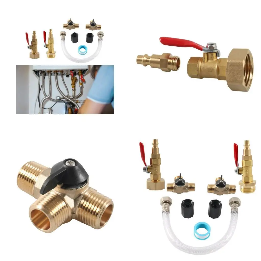 Heavy Duty Brass Bypass Adapter with Fittings For RVs Water Heater Maintenance  