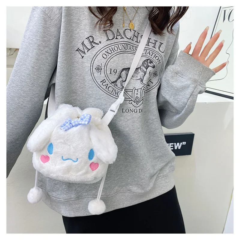 Torba Sanrio Cartoon Anime rysunek Kuromi Cinnamoroll przenośna torba ze sznurkiem pluszowe opakowanie przekątne prezent urodzinowy dla dzieci