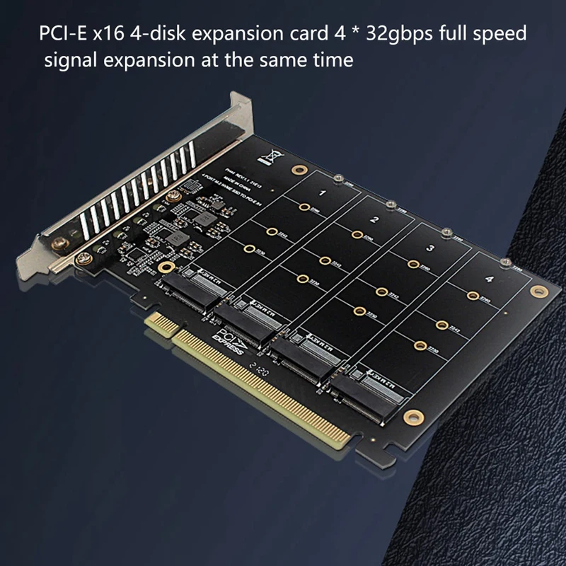 محول بطاقة توسيع للسيارة ، PCIE إلى NVME ، نوع المفتاح M ، SSD إلى PCIE16X ، 4 Bay M2