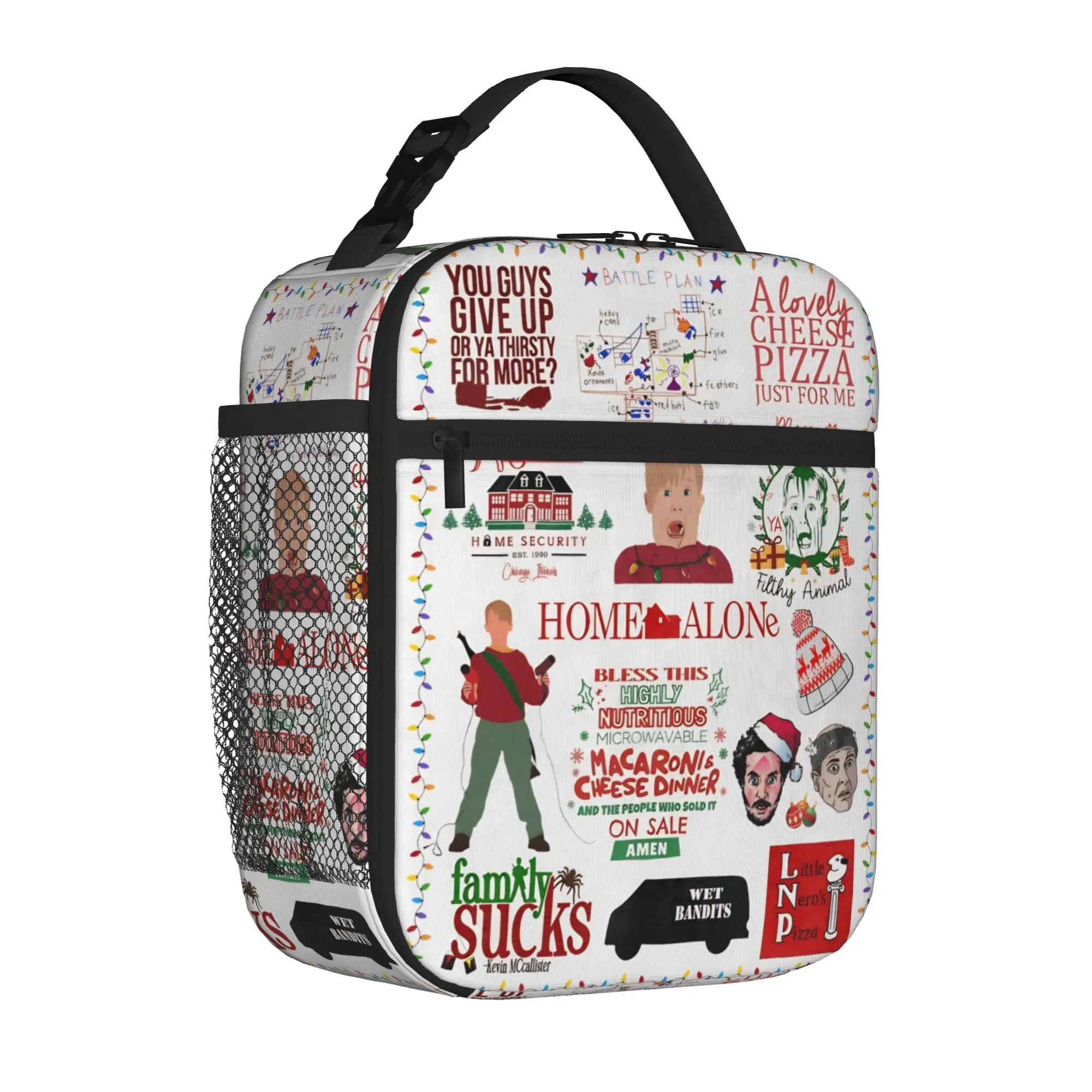 Home Alone Kevin Comedy Tote Insulated Lunch Bag Merry Christmas Carry Food Bags Leakproof Cooler Thermal Bento Container Box