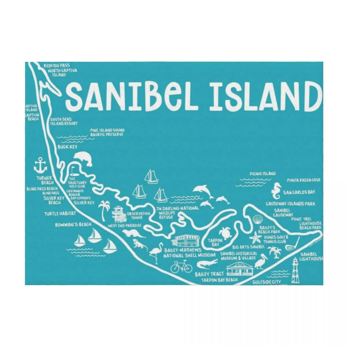 

Sanibel Island Map Throw Blanket Decorative Sofas Soft Big Flannels Quilt Blankets