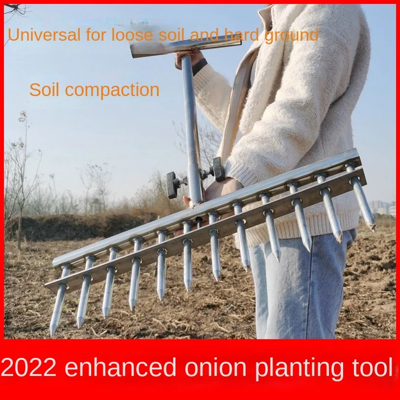 Onion Planting Seeds Green Chinese Onion Fork Automatic Punching Tool Onion Planting Vegetables Puncher Seedling Planting Onion