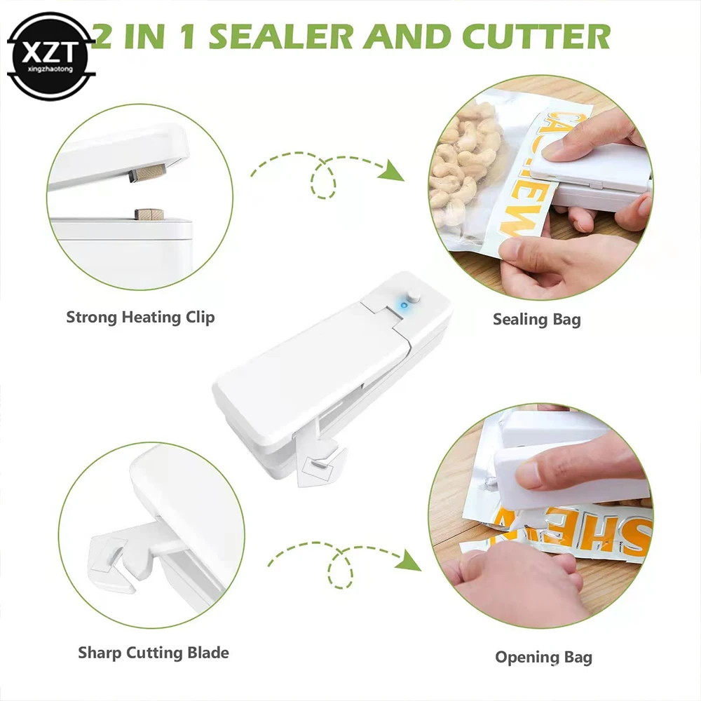 Mini Heat Bag Sealing Machine Package Sealer Bags Thermal Plastic Food Bag Closure Portable Sealer Kitchen Accessories