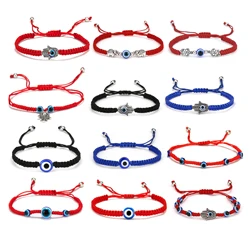 Red String Hamsa Hand Nazar Turkish Round Evil Eye Macrame Bracelet Women Fashion Kaballah Lucky Rope Handmade Jewelry Present
