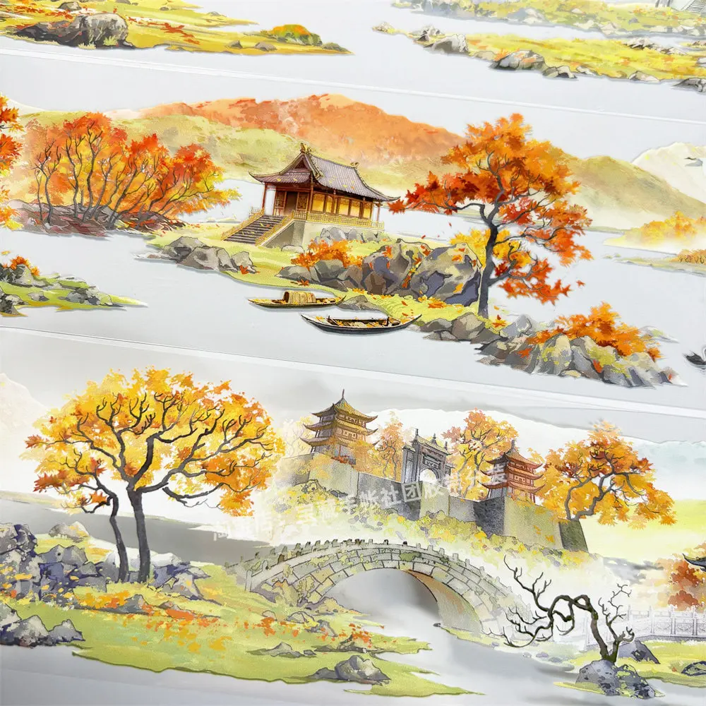 

washi pet tape Journal B070 Jiangnan Qiu Shi'an Studio Temple Ancient Style scrapbook Account Flow Hemp DIY Sticker