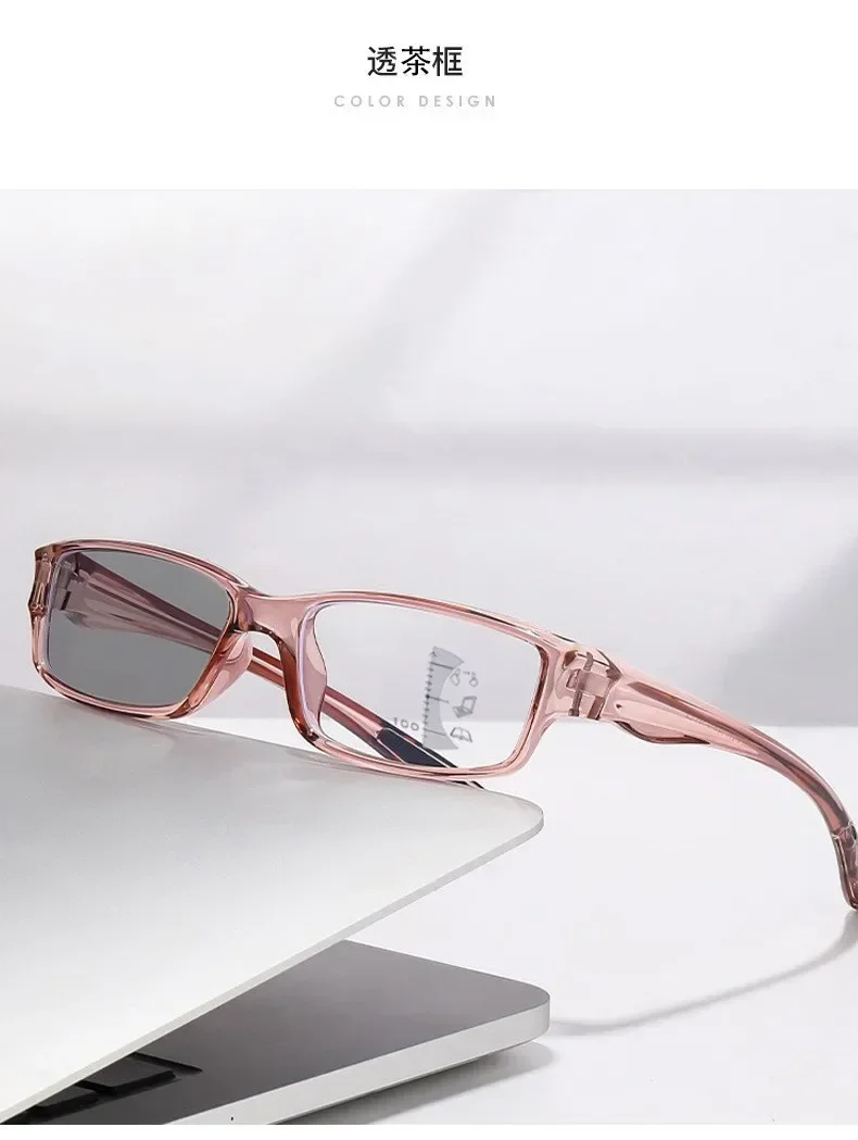 Sportliche photochrome Lesebrille für Damen und Herren, Vintage-Farbwechsel, progressive multifokale Presbyopie-Brille – Detail 10
