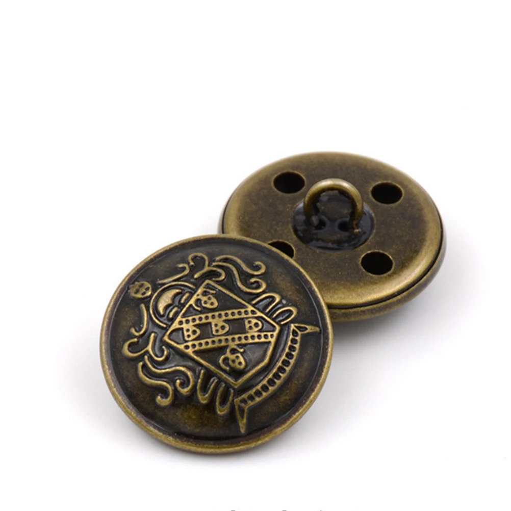 

50pcs Vintage Suit Buttons Retro Sewing Accessories Brass Clothing Embellishment DIY Decorative Round Shaped Bronze