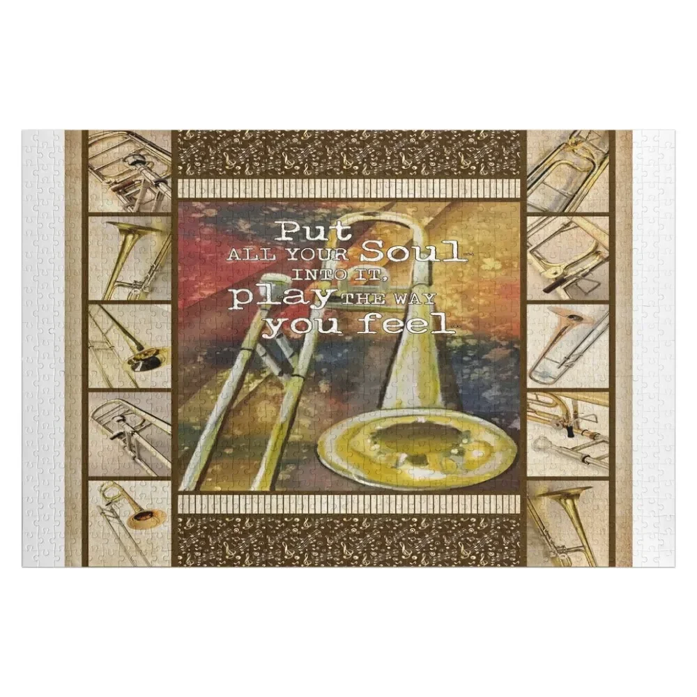 TROMBONE - PUT ALL YOUR SOUL INTO IT Jigsaw Puzzle Custom Wooden Name Personalized Gift Puzzle