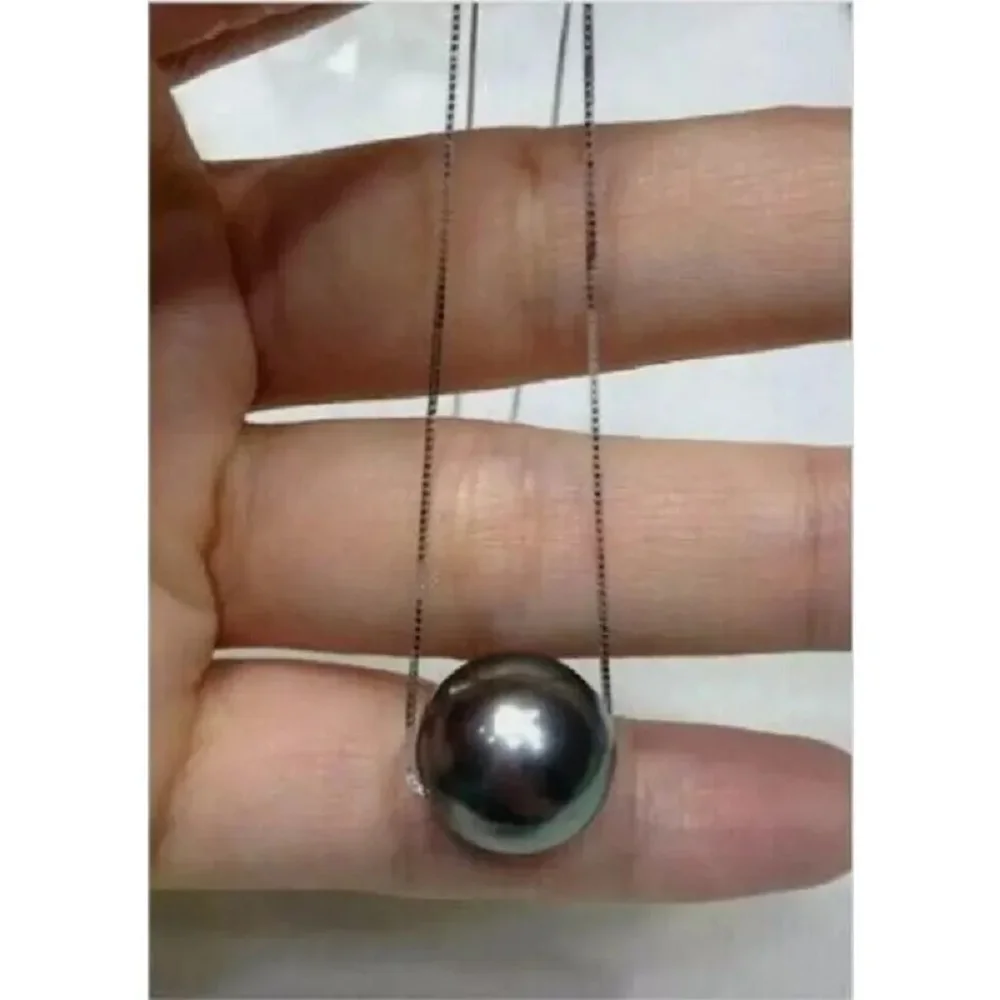

Classic Pearl Pendant AAAA 9-10mm 10-11 mm Natural Tahitian Round Black Pearl Pendant Necklace 18 inch925 Silver