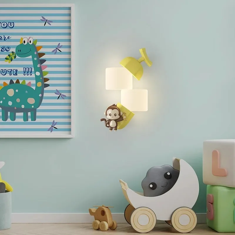 Industrial Vintage Indoor Cartoon Panda Bamboo Design LED Wall Lamp Creative Lustre Light for Bedroom Home Decoration Chandelier