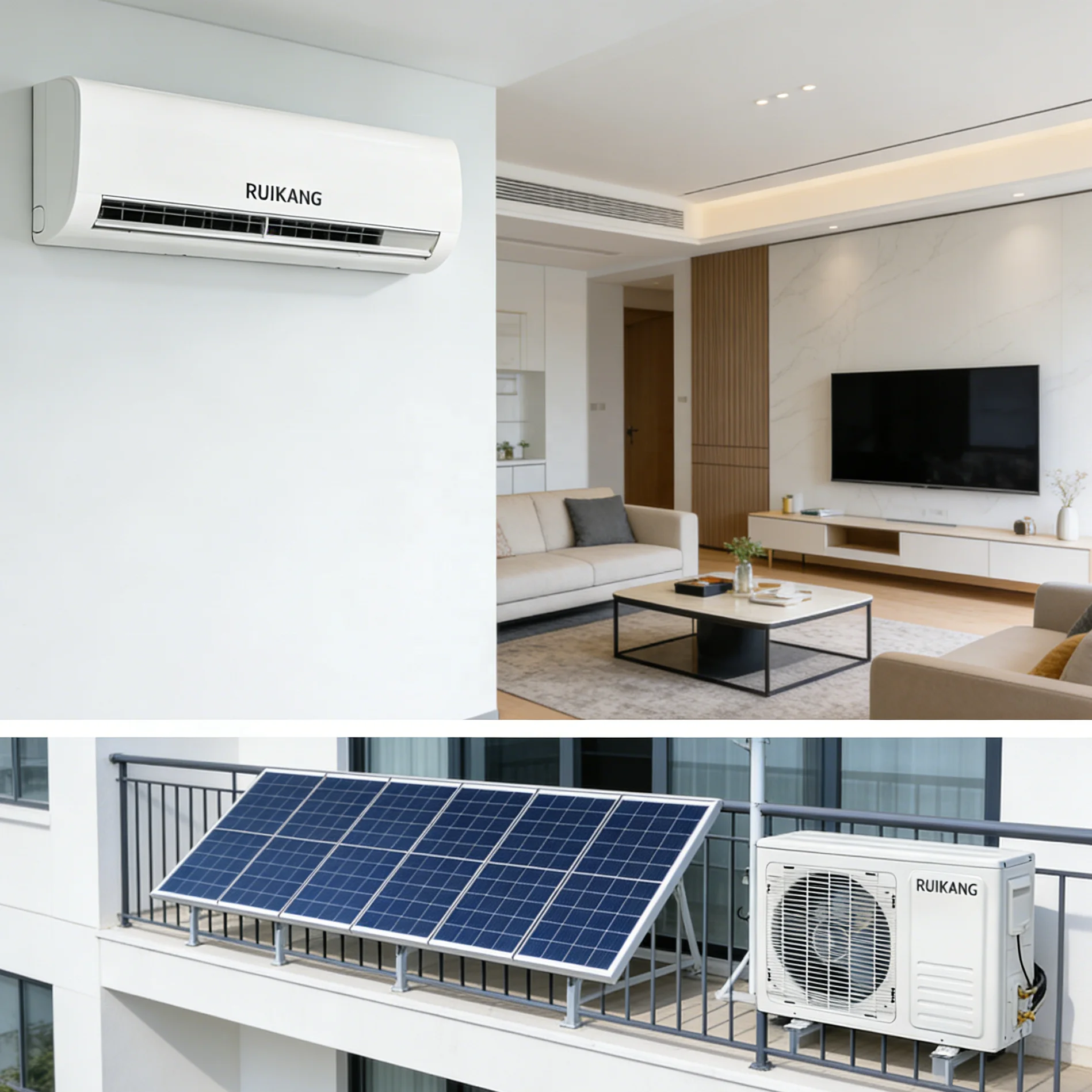 Solar Energy Integrated Split DC Inverter Air Conditioner 220V 12000BTU 1.5 Ton Energy Saving Cooling Heating Household RUIKANG