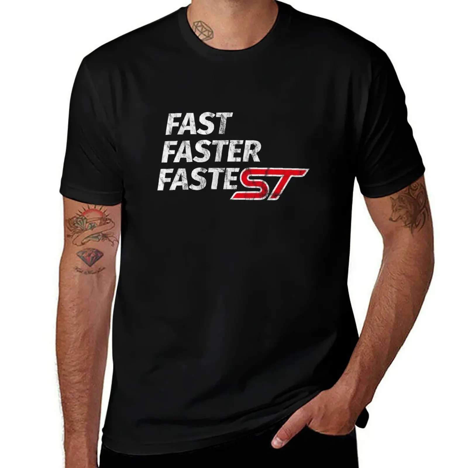 

FAST, FASTER, FASTEST - ST - distressed version T-Shirt Simple Trendy Casual T-Shirt
