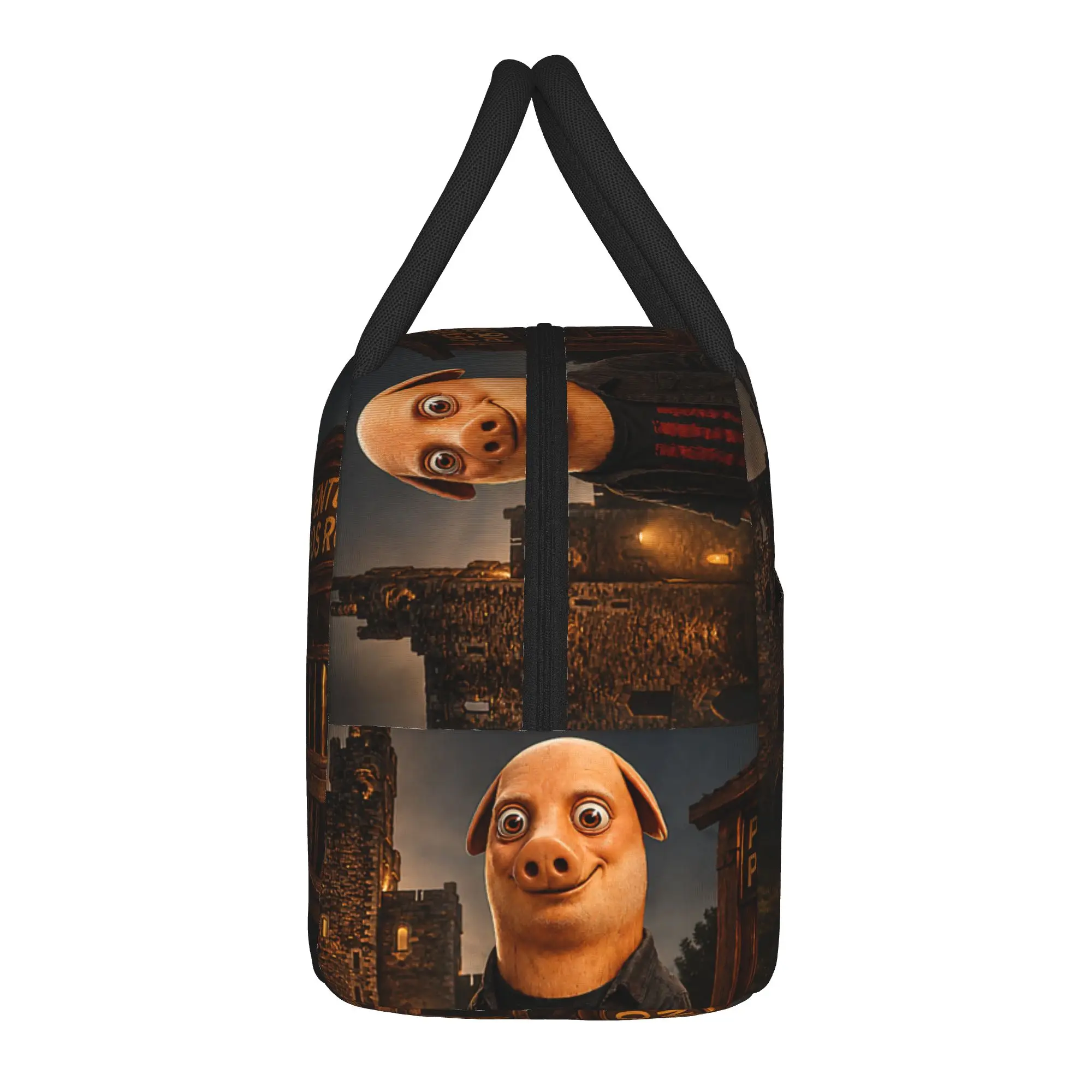 Tung Tung John Pork Funny Parody Brainrot Meme Lunch Bag  Fashion Lunch Box Picnic Portable Zip Thermal Tote Handbags For Child