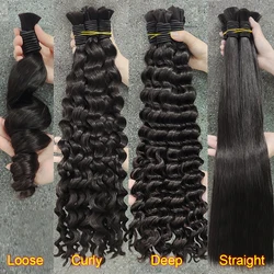 Wholesale Natural Human Hair Extension Straight Indian Hair Vendor Virgin Bundles Bulk 100% Human Hair For Braiding Dropshipping
