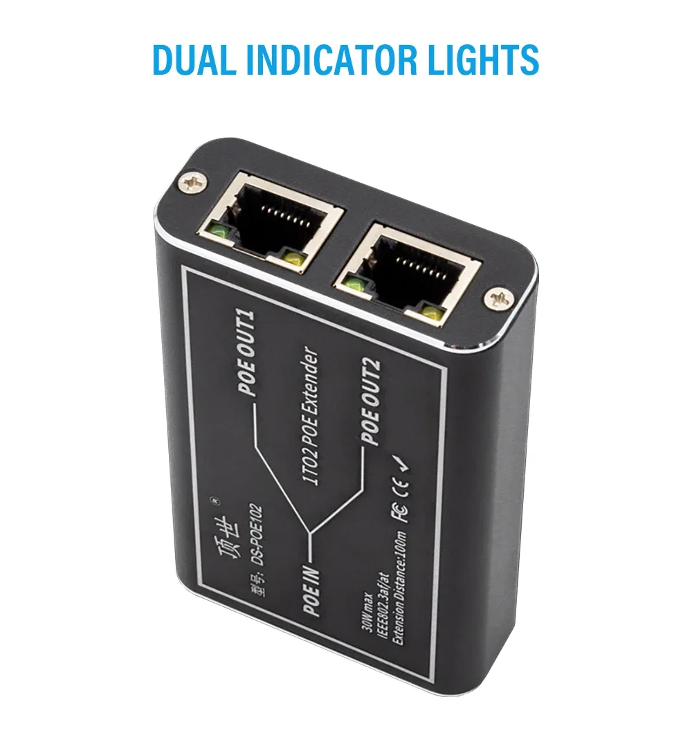 PEGATAH-Extensor Gigabit POE para Switch PoE, Repetidor de Switch de Rede, Câmera NVR e IP, Plug and Play, Switch de Rede, 100 m, 1000m, IEEE802.3af, a, 30W, 2 Portas