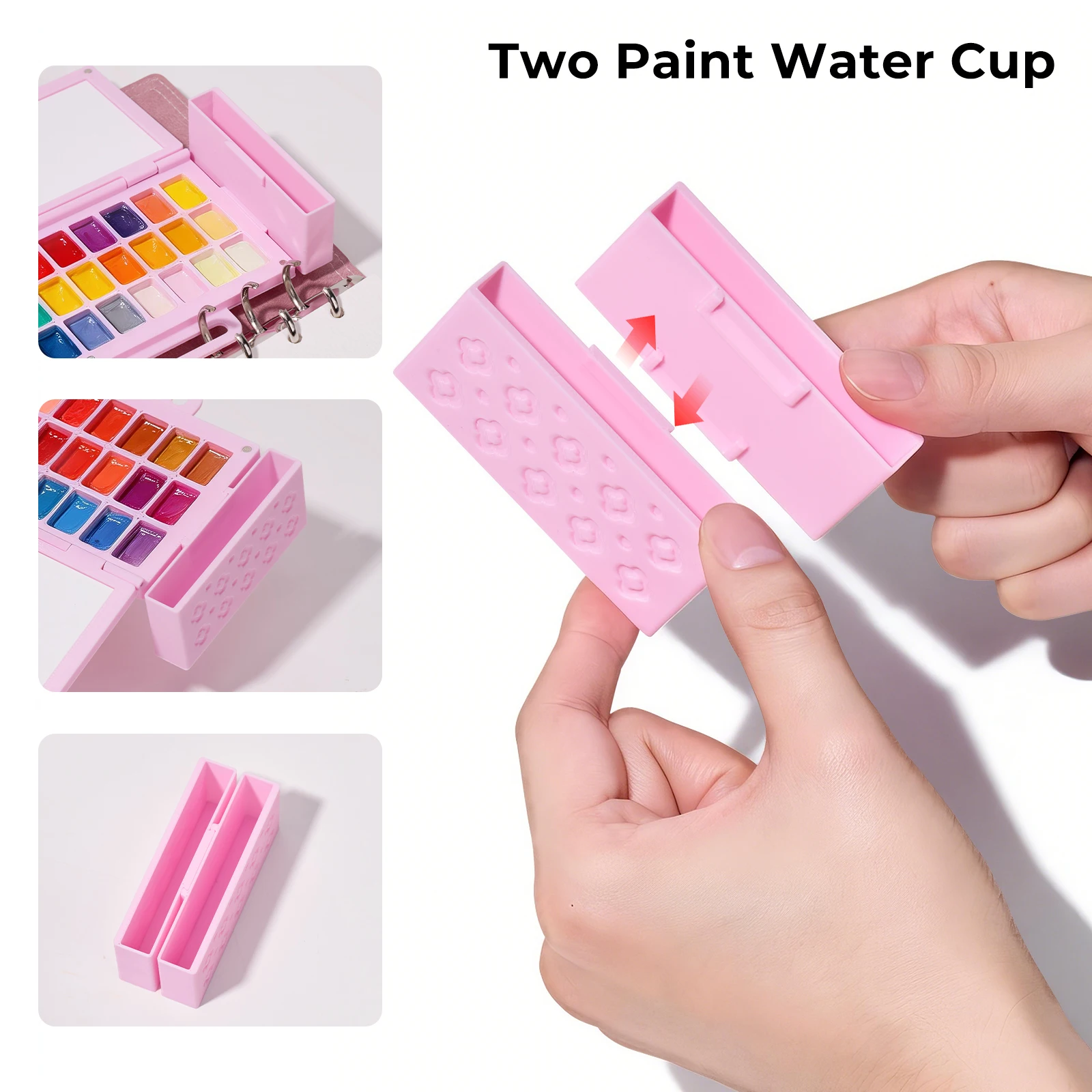 Zestaw do szkicowania akwarelami LIGHTWISH, 100% bawełna, papier prasowany na zimno 6.7x3.9, notes artystyczny z 36 przegródkami, ceramiczna paleta i 2 pędzle do — zdjęcie produktu 5