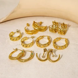 WILD & FREE 18K Gold Plated Stainless Steel Hoop Earrings for Women Vintage Luxury Huggie Earring Tarnish Free Jewelry