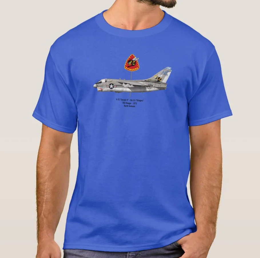 A-7E Corsair II Attack Fighter VA-113 'Stingers' Attack Squadron T Shirt. New 100% Cotton Short Sleeve O-Neck T-shirt Casual Top