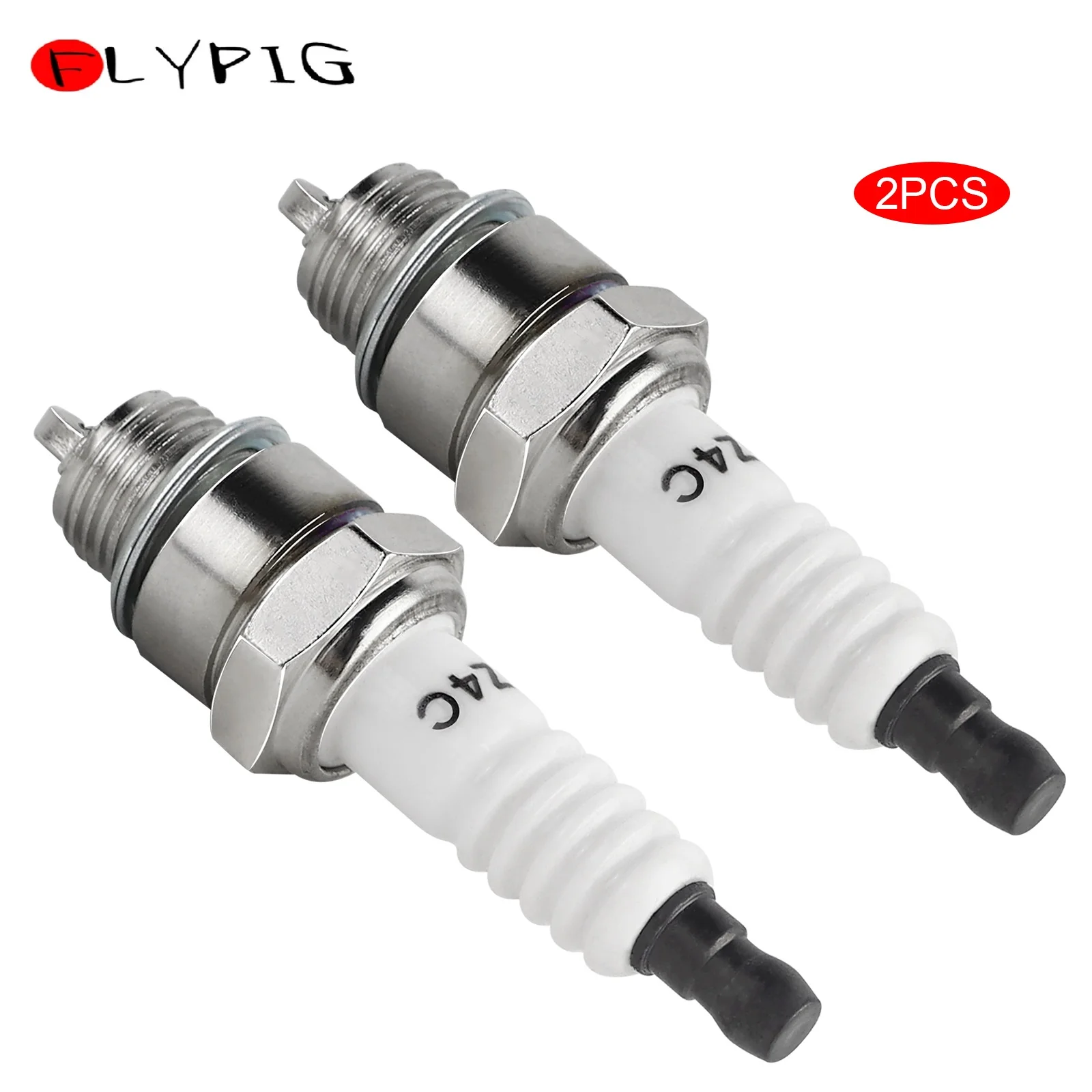 FLYPIG 2Pcs Z4C Motorcycle Spark Plug for 49CC 50CC 60CC 66CC 80CC 2 Stroke Engine Motorized Bicycle Bike