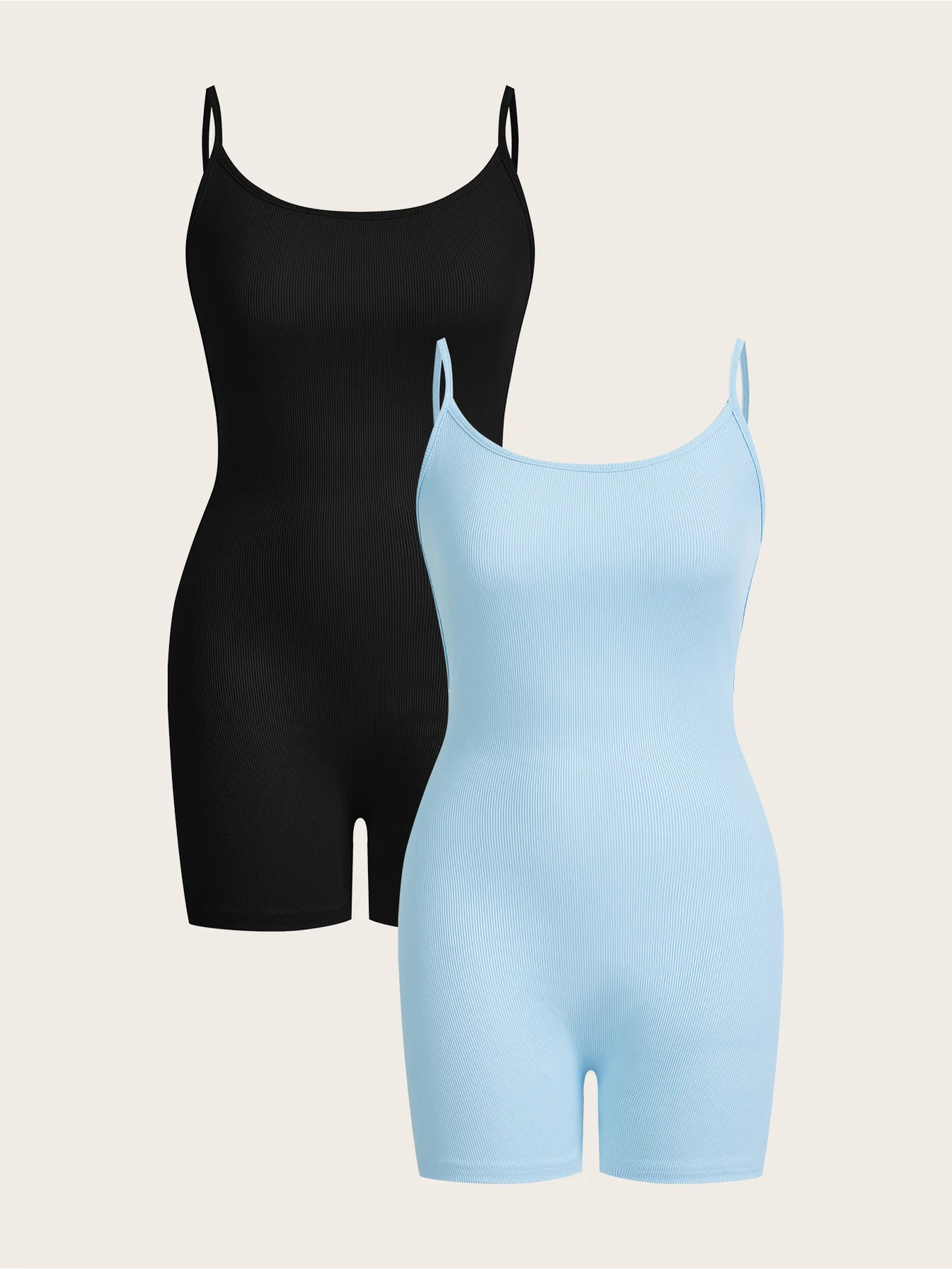 Women's Casual Comfortable round Neck Sleeveless Jumpsuit Two-Piece Set with Waist Strap And Solid Color Shorts