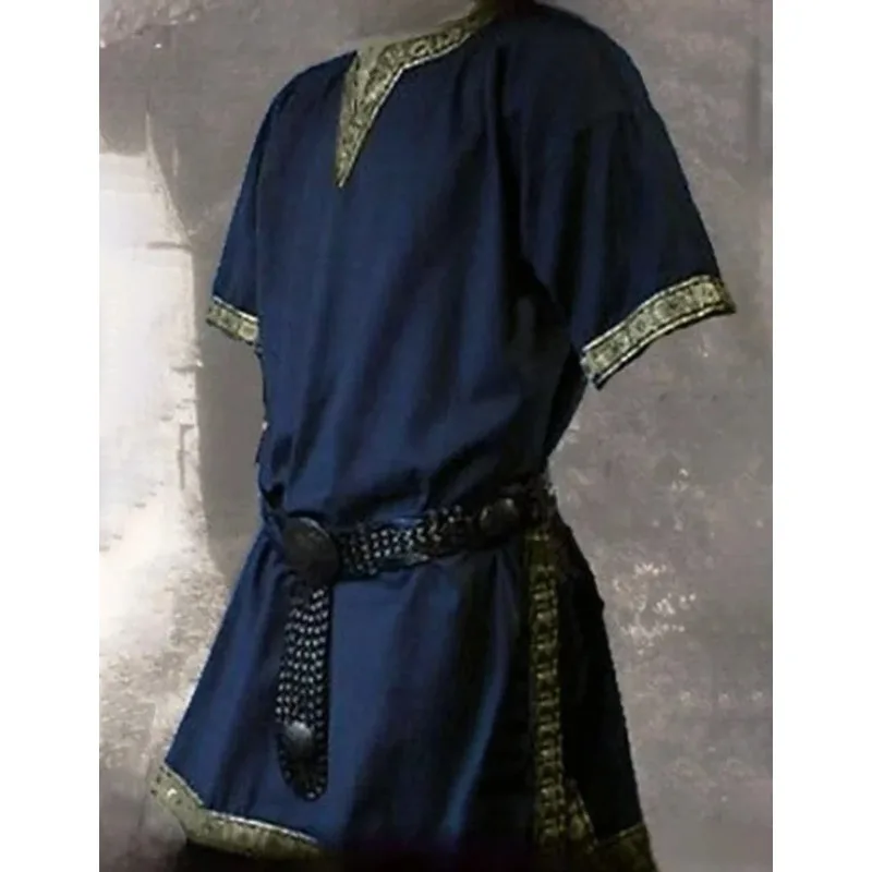 Knight Medieval Renaissance 17th Century Nordic Shirt Vintage Cosplay Show Makeup Dance
