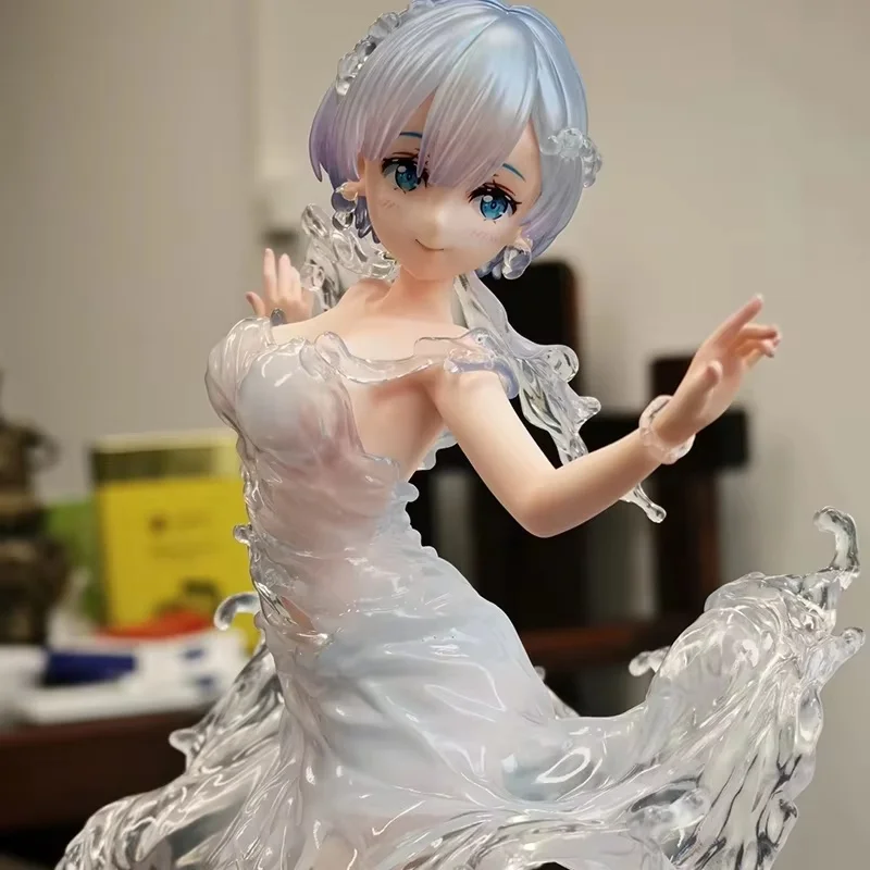 Anime Action Figure Modello da tavolo Un mondo diverso Kit di costruzione antigraffio Giocattolo da collezione quadratico con ornamenti Rem Water Dress